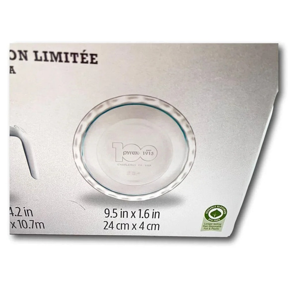 Pyrex Set 100th Anniversary 4 pc Polka Dot Green Bowl Measure Pie Plate 2015 New - Picture 9 of 11